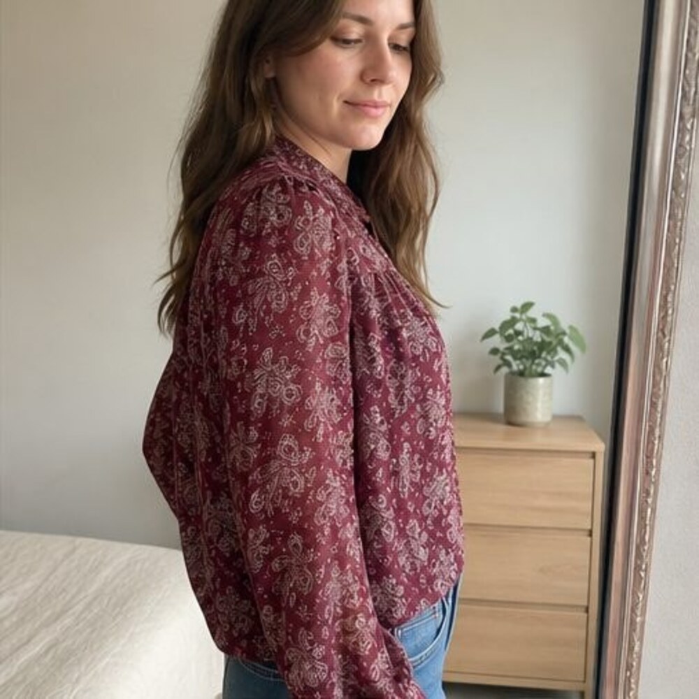 Taupe Button Blouse - Picture 3 of 6